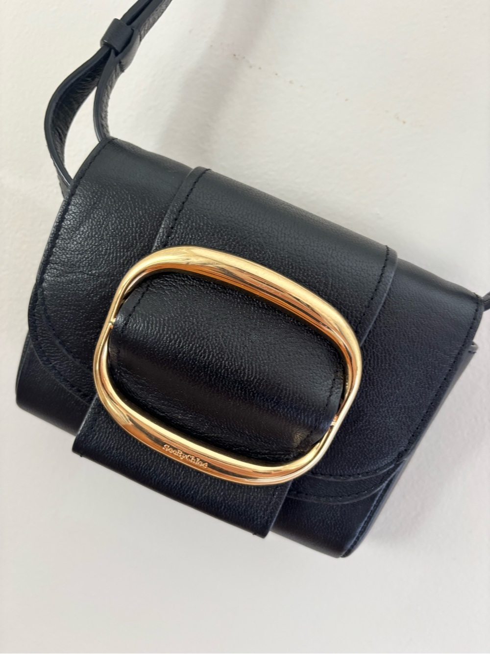 See By Chloé Black Mini Shoulder Bag with Gold Buckle Accent - Picture 2 of 7